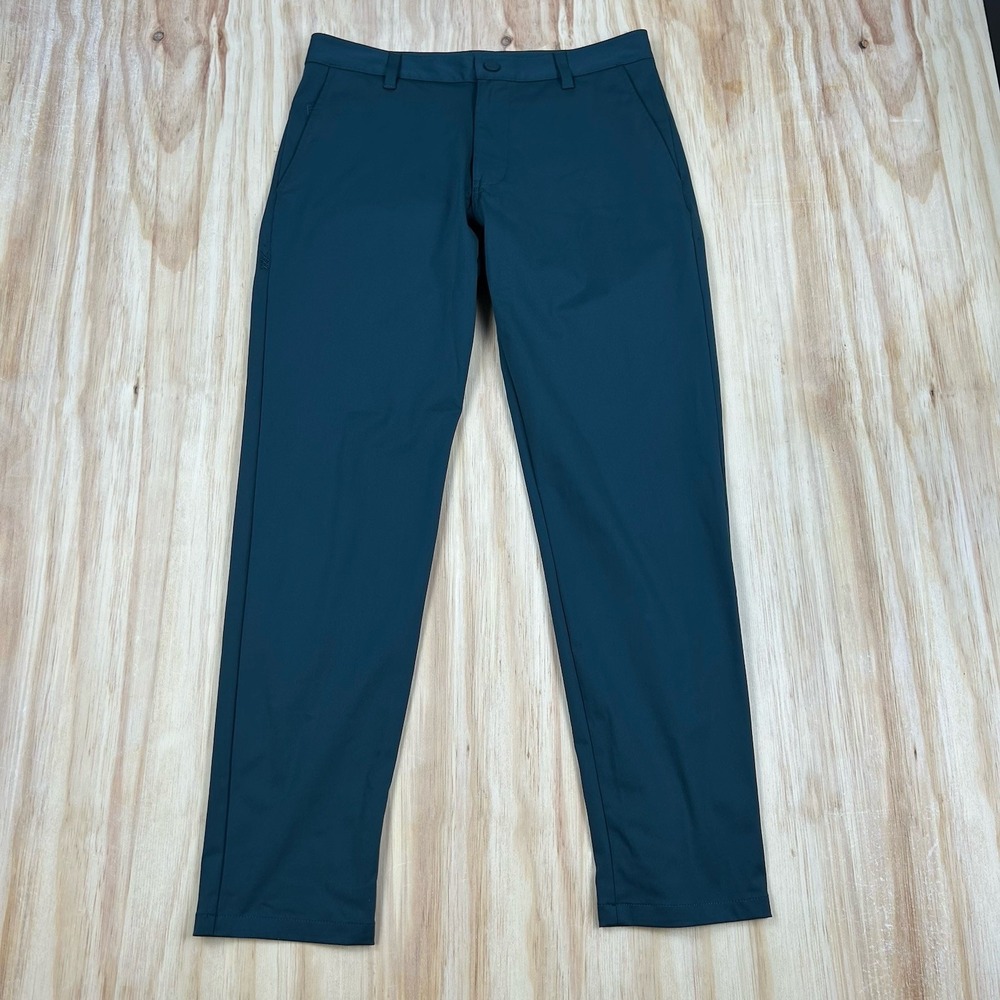 Rhone Men Commuter Slim Pants Teal Blue 30x29 Performance Stretch